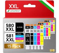 Amaprint 580 581 XXL Multipack sostituisce le cartucce Canon 580 581 per | TR8550 TS6350a TR7650 TS705a TS9550 TS6351a TS6350 TS6300 compatibile con Canon PGI-580 CLI-581 (15 cartucce d’inchiostro)