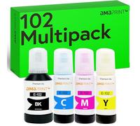 Amaprint Inchiostro compatibili con Epson 102 per EcoTank ET-4850 ET-2850 ET-2856 ET-3850 ET-4856 ET-15000 (4 Flaconi di Inchiostro da 1x127ml, 3x70ml)