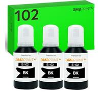 Amaprint Inchiostro Nero pigmentato compatibili con Epson 102 per EcoTank ET-4850 ET-2850 ET-2856 ET-3850 ET-4856 ET-15000 (3 Flaconi di Inchiostro da 3x127ml)