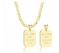 AMAR Collana da uomo placcata in oro 925/oro 585, regalo personalizzato da uomo, con incisione, catena in oro massiccio 3,8 mm, catena a croce 50 cm