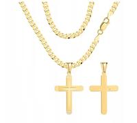 AMAR Collana in oro 925/585 a croce, 50 cm, per uomo, corazzata 3,8 mm