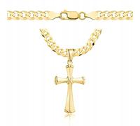AMAR Collana in oro da uomo con croce 585, catena da uomo 925/585 - collana a croce da uomo oro 585 massiccio - 5 mm - catena a croce - collana da uomo