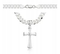 AMAR OPRAVA - Collana da Uomo in Argento Sterling 925 Con Croce, Catena a Maglia Barbazzale Massiccio, Qualità Italiana, 50 cm