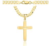 AMAR OPRAVA Collana da uomo in oro con croce 585, catena da uomo 925/585 - Collana a croce da uomo in oro 585 massiccio - 5 mm, catena a croce - collana da uomo, 50 cm, Argento sterling Oro, Nessuna