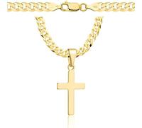 AMAR OPRAVA Collana da uomo in oro con croce 585, catena da uomo 925/585 - Collana a croce da uomo in oro 585 massiccio - 5 mm, catena a croce - collana da uomo, 55 cm, Argento sterling Oro, Nessuna