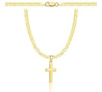 AMAR PRAGNA Collana da uomo e donna in oro con croce 925/585, originale intrecciata, larghezza 3,8 mm, collana in oro 585, 45 cm, Argento sterling