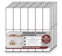 AMARA DECO - 10 Piastrelle Adesive Cucina e Bagno 30x30cm. Mattonelle Adesive da Parete con Effetto Piastrelle 3D, Impermeabili, Resistenti al Calore e Facili da Pulire (Rettangolari) (Bianco e Nero)