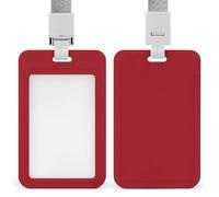 Amaranto - Porta badge con cordino staccabile, in plastica trasparente, impermeabile, resistente, per infermiere, insegnanti, personale in ufficio, donne e uomini, colore: rosso