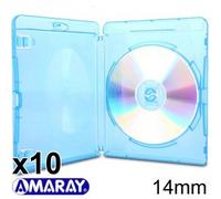 Amaray Custodie per Blu-ray, 15 mm, Machine-pack-quality, Transparente, Blu, 10 pezzi