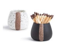 Amarcado Fiammiferi in ceramica con attaccante per fiammiferi carini e fantasiosi - Set di 2 - Fiammiferi in un barattolo - Regali decorativi moderni per la casa - Decorazioni per caminetti -