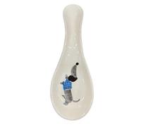 Amarcord La Romagna Appoggia Mestolo in ceramica dipinto a mano con bassotto maglia blu a righe