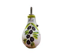 Amarcord La Romagna Oliera in ceramica fatta e dipinta a mano bianca con disegno di olive 500 ml