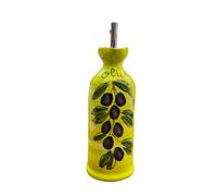 Amarcord La Romagna Oliera in ceramica fatta e dipinta a mano verde con manico con disegno di olive 500 ml