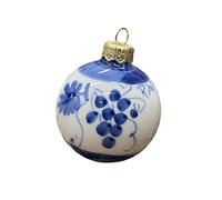 Amarcord La Romagna Pallina di Natale in Ceramica fatta e dipinta a mano con Disegni Romagnoli Blu Piccola