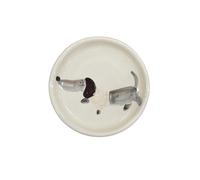 Amarcord La Romagna Sotto Bicchiere in ceramica fatto e dipinto a mano con Bassotto Maglia Bianca