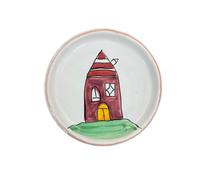 Amarcord La Romagna Sottobottiglia in ceramica fatto e dipinto a mano con disegno casa rossa