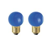AMARCORDS - 2 Lampadine Led da esterno resistenti all'acqua, luce calda 2700K, vetro BLU tipo globetta, E27, 1W