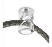 Amarcords - 25 Decentratori a uncino da soffitto per lampade e sospensioni. Gancio hook da soffitto a discesa verticale con regolazione cavo a vista - Decentratore cavo elettrico colore TRASPARENTE