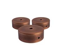 AMARCORDS - 3 Rosoni Lampadario in metallo, coprifili per lampada completo di accessori fermacavo viti e staffa da soffitto. Diametro 77mm altezza 26mm colore BRONZO