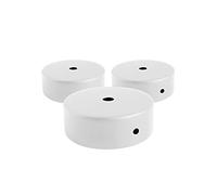 AMARCORDS - 3 Rosoni Lampadario in metallo, coprifili per lampada completo di accessori fermacavo viti e staffa da soffitto. Diametro 77mm altezza 26mm colore BIANCO