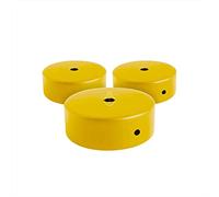 Amarcords - 3 Rosoni Lampadario in metallo, coprifili per lampada completo di accessori fermacavo viti e staffa da soffitto. Diametro 77mm altezza 26mm colore LIMONE