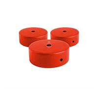 Amarcords - 3 Rosoni Lampadario in metallo, coprifili per lampada completo di accessori fermacavo viti e staffa da soffitto. Diametro 77mm altezza 26mm colore CORALLO