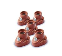 AMARCORDS - 5 Plafoniere in porcellana con pulsante attacco e27 base applique con interruttore portalampade vintage colore CORALLO