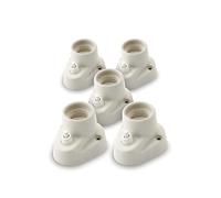 AMARCORDS - 5 Plafoniere in porcellana con pulsante attacco e27 base applique con interruttore portalampade vintage colore BIANCO OPACO