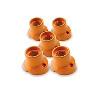 Amarcords - 5 Plafoniere in porcellana inclinata attacco e27 base applique portalampade vintage colore ARANCIO