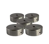 AMARCORDS - 5 Rosoni Lampadario in metallo, coprifili per lampada completo di accessori fermacavo viti e staffa da soffitto. Diametro 77mm altezza 26mm colore NICKEL