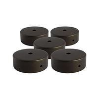 AMARCORDS - 5 Rosoni Lampadario in metallo, coprifili per lampada completo di accessori fermacavo viti e staffa da soffitto. Diametro 77mm altezza 26mm colore BRUNITO