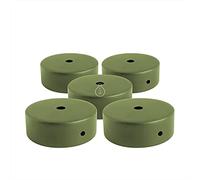 Amarcords - 5 Rosoni Lampadario in metallo, coprifili per lampada completo di accessori fermacavo viti e staffa da soffitto. Diametro 77mm altezza 26mm colore KAKI