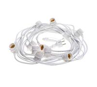 AMARCORDS - Catenaria luminosa BIANCA da esterno con 11 portalampade E27, cavo tondo, spina schuko, lunghezza 12,5 m. GIUNTABILE fino a 100 metri!