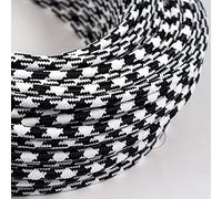 Amarcords - Cavo elettrico tessile colore BIANCO-NERO IRON, tondo, seta, 1 metro, con messa a terra 3x0,75mm - Filo rivestito in tessuto colorato vintage per lampade applique e abat jour.