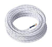 Amarcords - Cavo elettrico tessile colore BIANCO, trecciato, seta, 50 metri, con messa a terra 3x0,75mm - Filo rivestito in tessuto colorato vintage per lampade lampadari applique e abat jour.