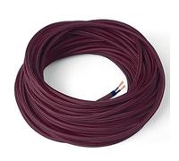Amarcords - Cavo elettrico tessile colore BORDEAUX, tondo, seta, 50 metri, a 2 conduttori 2x0,75 - Filo rivestito in tessuto colorato vintage per lampade lampadari applique e abat jour.