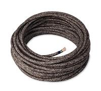 Amarcords - Cavo elettrico tessile colore CANVAS MARRONE tondo lino 5 metri con messa a terra 3x075mm - Filo rivestito in tessuto colorato vintage per lampade lampadari applique e abat jour.