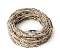Amarcords - Cavo elettrico tessile colore FIENO, trecciato, juta, 10 metri, con messa a terra 3x0,75mm - Filo rivestito in tessuto colorato vintage per lampade lampadari applique e abat jour.