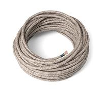 Amarcords - Cavo elettrico tessile colore FUMO, tondo, canapa, 1 metro, con messa a terra 3x0,75mm - Filo rivestito in tessuto colorato vintage per lampade lampadari applique e abat jour.