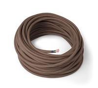 Amarcords - Cavo elettrico tessile colore MARRONE tondo cotone 20 metri con messa a terra 3x075mm - Filo rivestito in tessuto colorato vintage per lampade lampadari applique e abat jour.