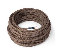 Amarcords - Cavo elettrico tessile colore MARRONE, trecciato, cotone, 1 metro, a 2 conduttori 2x0,75 - Filo rivestito in tessuto colorato vintage per lampade lampadari applique e abat jour.