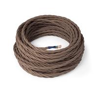 Amarcords - Cavo elettrico tessile colore MARRONE trecciato cotone 1 metro con messa a terra 3x075mm - Filo rivestito in tessuto colorato vintage per lampade lampadari applique e abat jour.