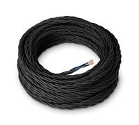 Amarcords - Cavo elettrico tessile colore NERO, trecciato, seta, 20 metri, con messa a terra 3x0,75mm - Filo rivestito in tessuto colorato vintage per lampade lampadari applique e abat jour.
