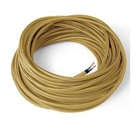 Amarcords - Cavo elettrico tessile colore ORO, tondo, seta, 3 metri, a 2 conduttori 2x0,75 - Filo rivestito in tessuto colorato vintage per lampade lampadari applique e abat jour.