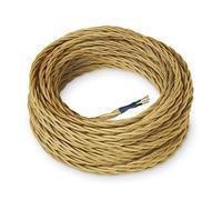 Amarcords - Cavo elettrico tessile colore ORO trecciato seta 5 metri con messa a terra 3x075mm - Filo rivestito in tessuto colorato vintage per lampade lampadari applique e abat jour.