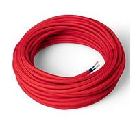 Amarcords - Cavo elettrico tessile colore ROSSO, tondo, seta, 5 metri, a 2 conduttori 2x0,75 - Filo rivestito in tessuto colorato vintage per lampade lampadari applique e abat jour.