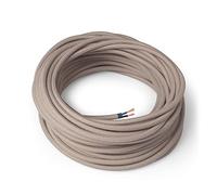 Amarcords - Cavo elettrico tessile colore TORTORA, tondo, cotone, 30 metri, a 2 conduttori 2x0,75 - Filo rivestito in tessuto colorato vintage per lampade lampadari applique e abat jour.