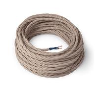 Amarcords - Cavo elettrico tessile colore TORTORA, trecciato, cotone, 1 metro, a 2 conduttori 2x0,75 - Filo rivestito in tessuto colorato vintage per lampade lampadari applique e abat jour.