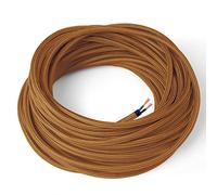 Amarcords - Cavo elettrico tessile colore WHISKY tondo seta 5 metri a 2 conduttori 2x075 - Filo rivestito in tessuto colorato vintage per lampade lampadari applique e abat jour.