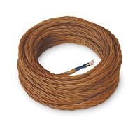 Amarcords - Cavo elettrico tessile colore WHISKY, trecciato, seta, 30 metri, con messa a terra 3x1,50mm - Filo rivestito in tessuto colorato vintage a larga sezione.